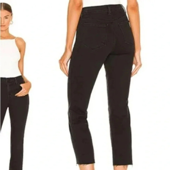 L'AGENCE High Rise Slim Cropped Jeans Black Contemporary Raw Hem Size‎ 29 - Picture 1 of 13